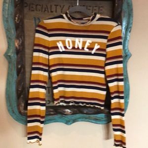 Papaya striped long sleeve crop t-shirt